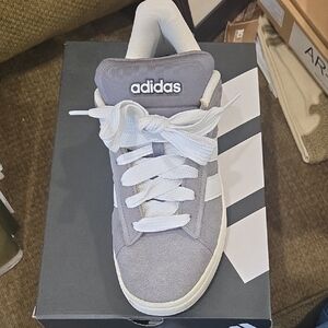 adidas Men’s Gray and White Suede Sneakers